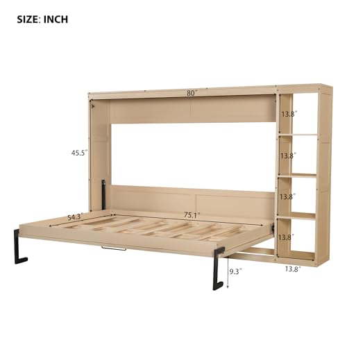 Full Size Horizontal Murphy Bed with Shelves N721978