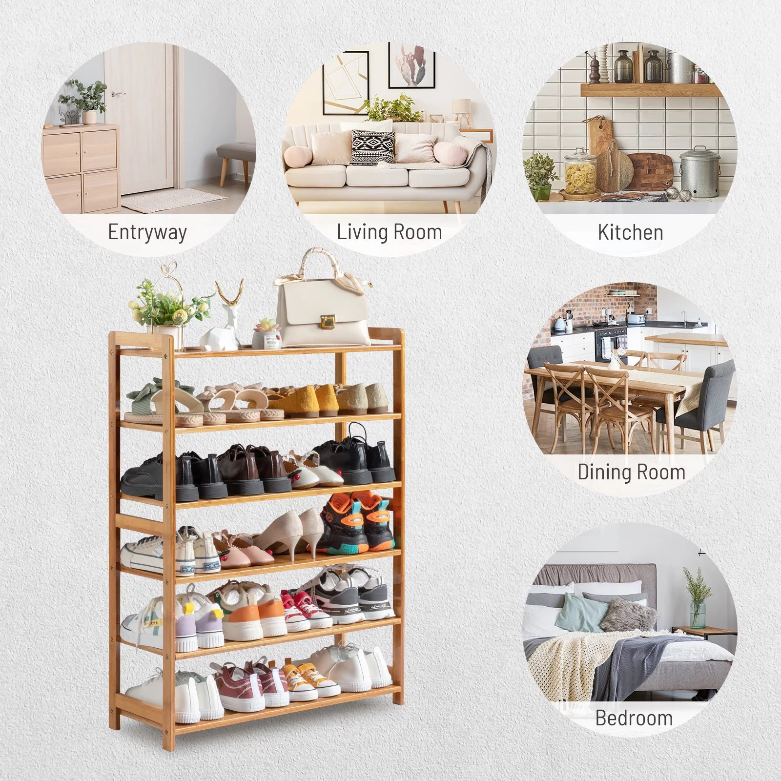 6-Tier Bamboo Wood Shoe Shelf O4460