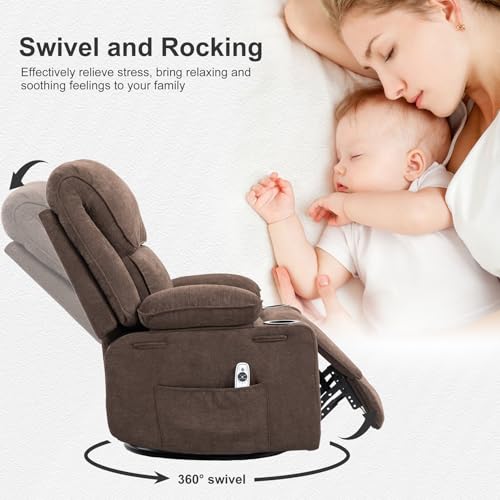 Gray Oatmeal Rocker Recliner Chair with Massage and Heated X320