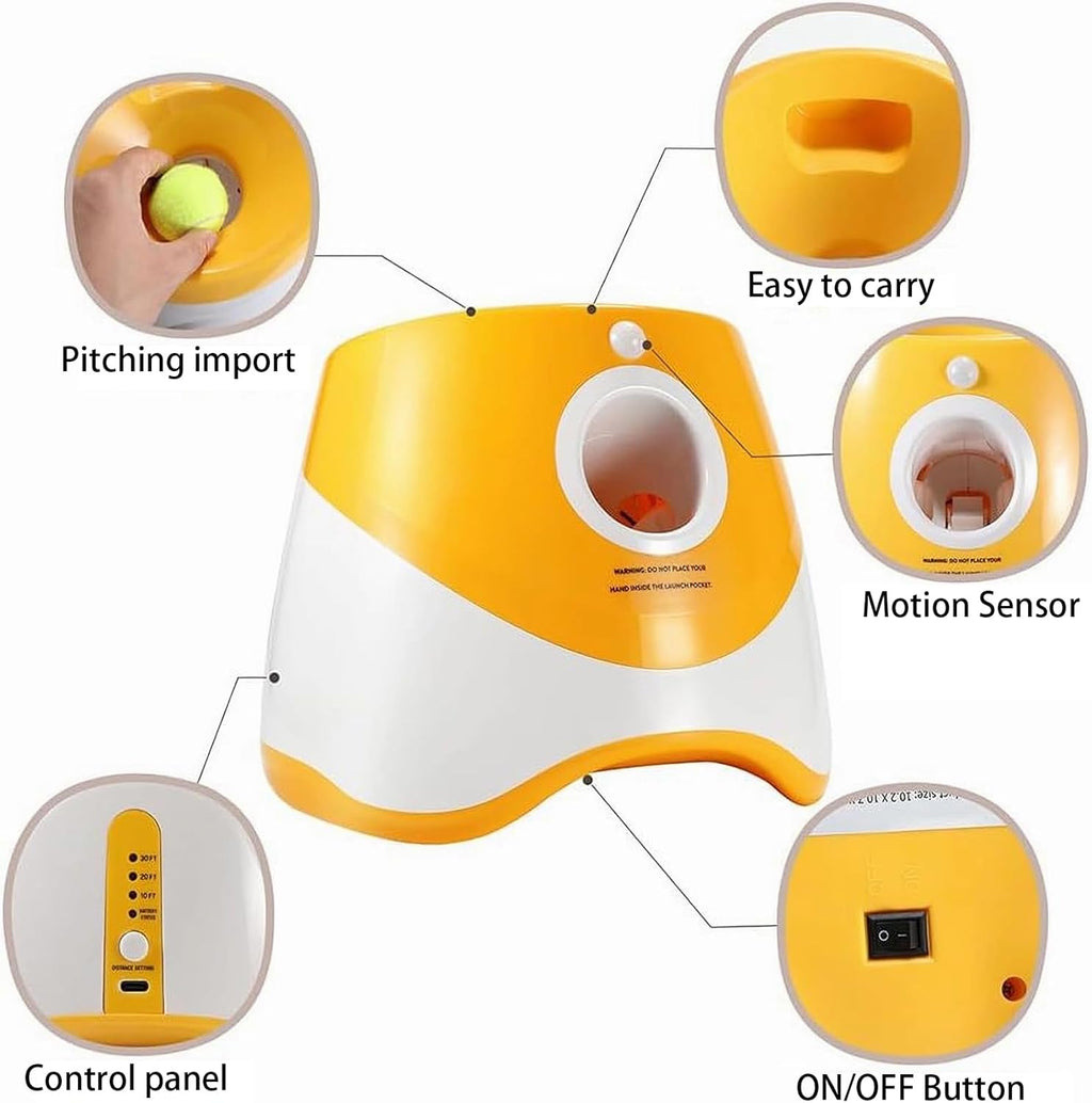 Rechargeable Automatic Dog Ball Launcher with 12 Tennis Balls F5636