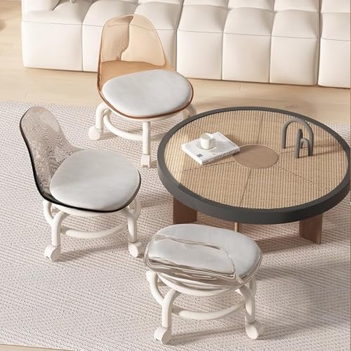 Grey Acrylic Swivel Stool with Backrest and Caster Wheels M71246