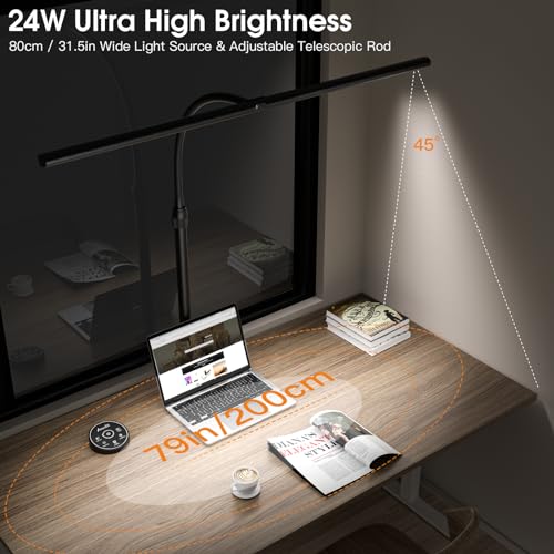 Desk Lamp with Remote Control, Adjustable Brightness & Color Temperature, 24W G631