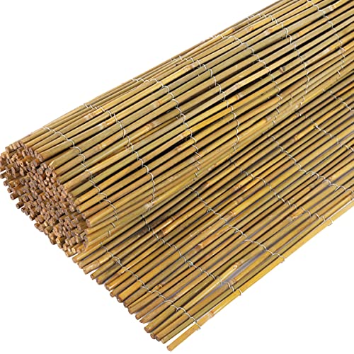 6ft x 8ft x 0.4" Natural Bamboo Fence Rolled Bamboo Fencing S211