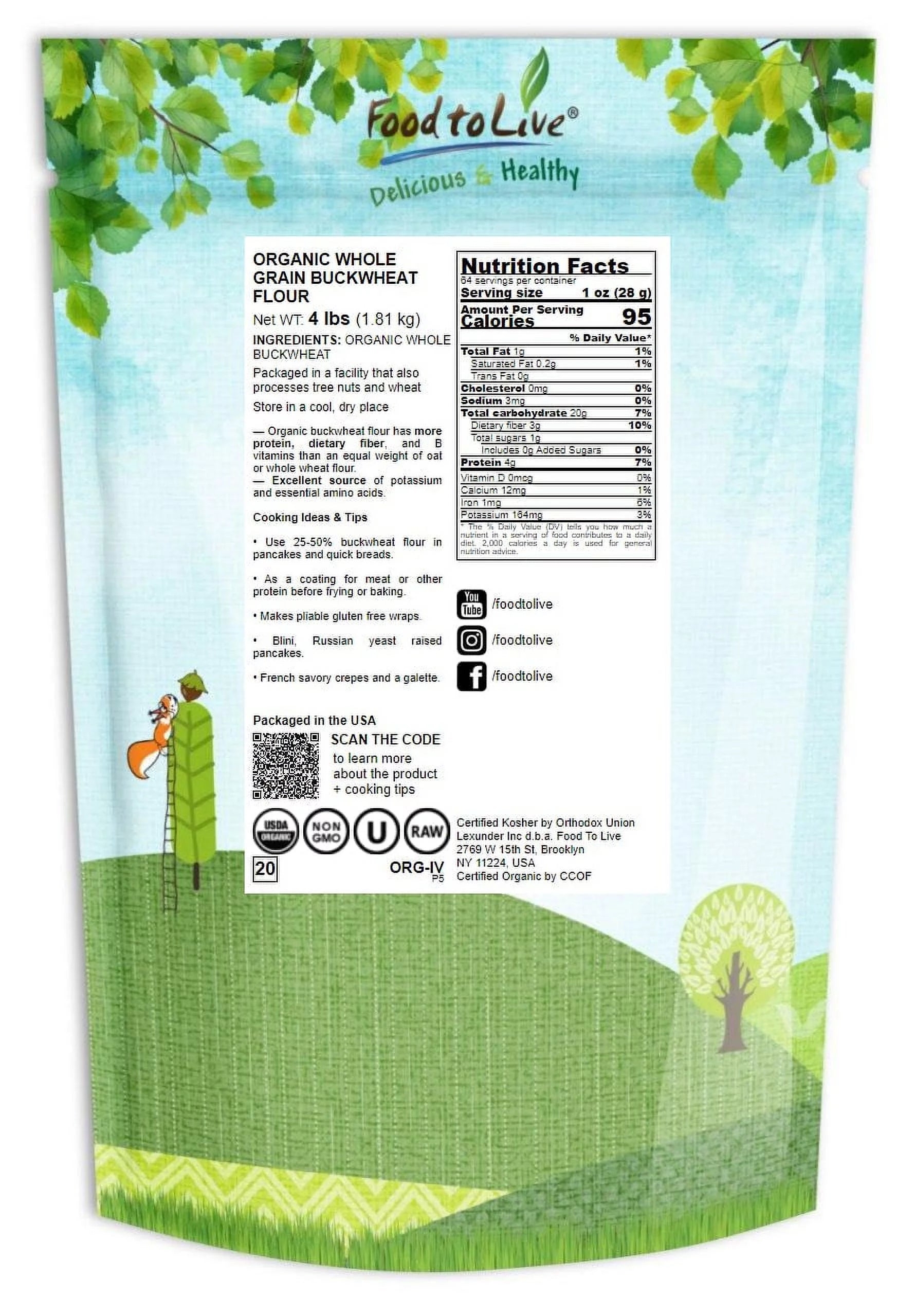 Organic Whole Grain Buckwheat Flour, 4 Pounds O28739