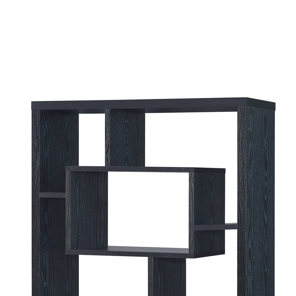 Black Asymmetrical Cube Book Case with Shelves R9834