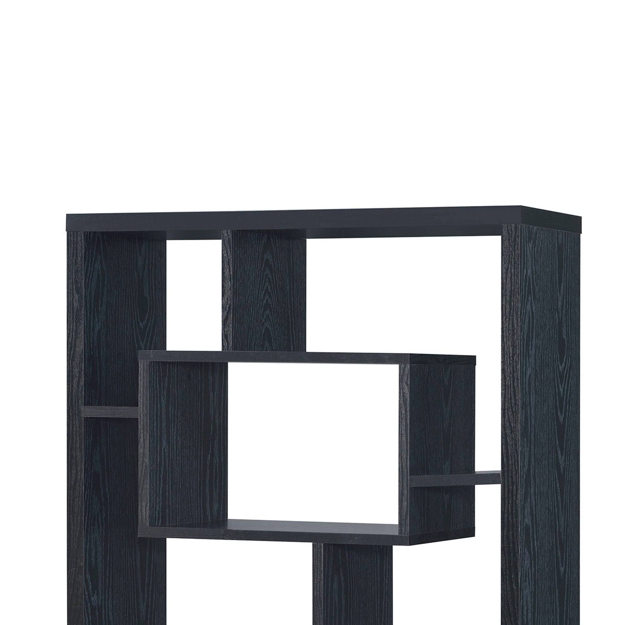 Black Asymmetrical Cube Book Case with Shelves R9834