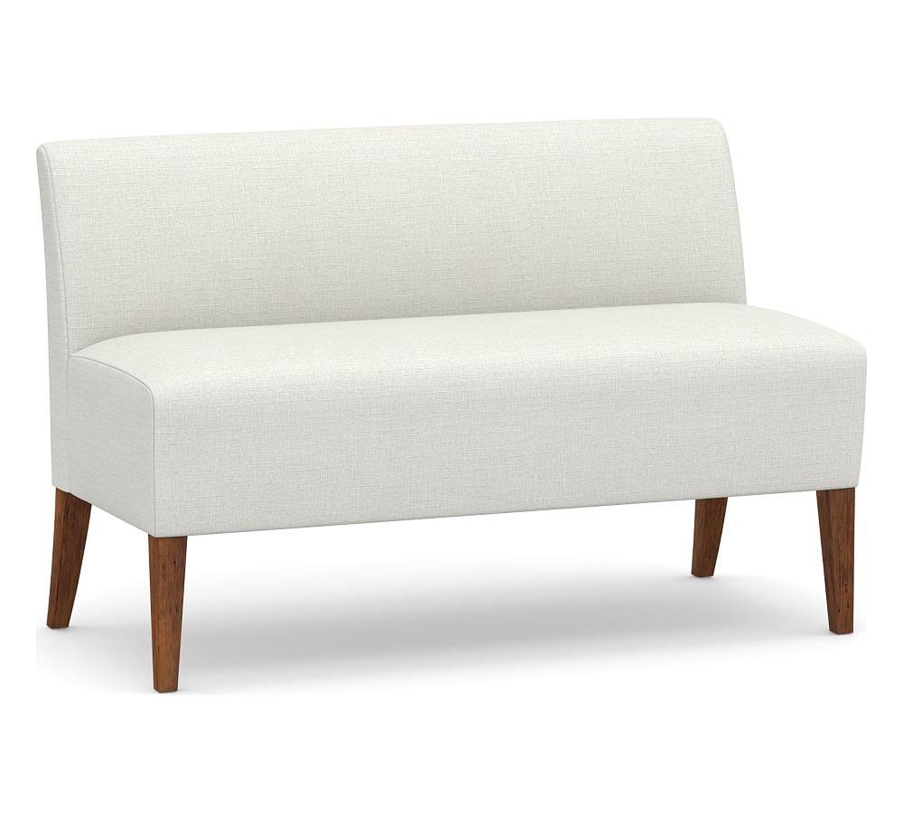 Modular Upholstered Banquette with Basketweave Slub Ivory R81538