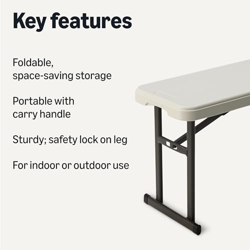 6ft White Folding Bench with Carrying Handle E7436