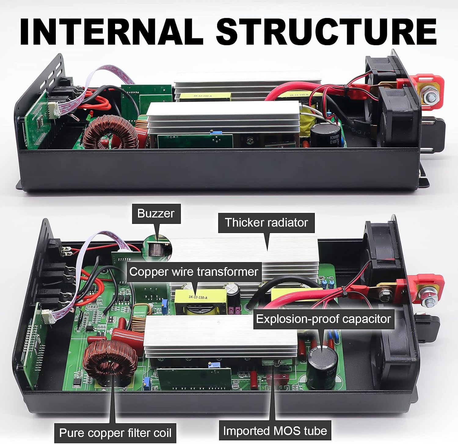 1500W Peak 3000W DC 12V to AC 110V 120V Power Inverter with 2 AC Outlets LCD Display M3858