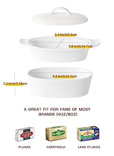 Porcelain White 3pcs Large Butter Dish with Lid J96980