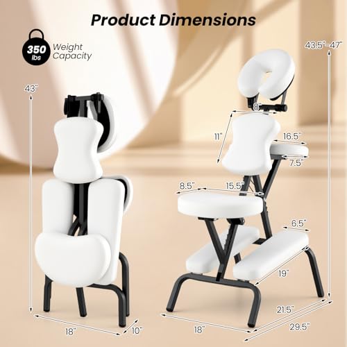 White Portable Massage Chair with Carrying Bag X502