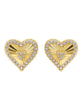 Sterling Silver 14KT Gold Plated Cubic Zirconia Heart Stud Earring U3044