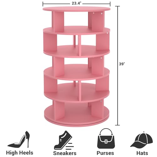 5-Tier Wood Rotating Shoe Rack, Pink R776