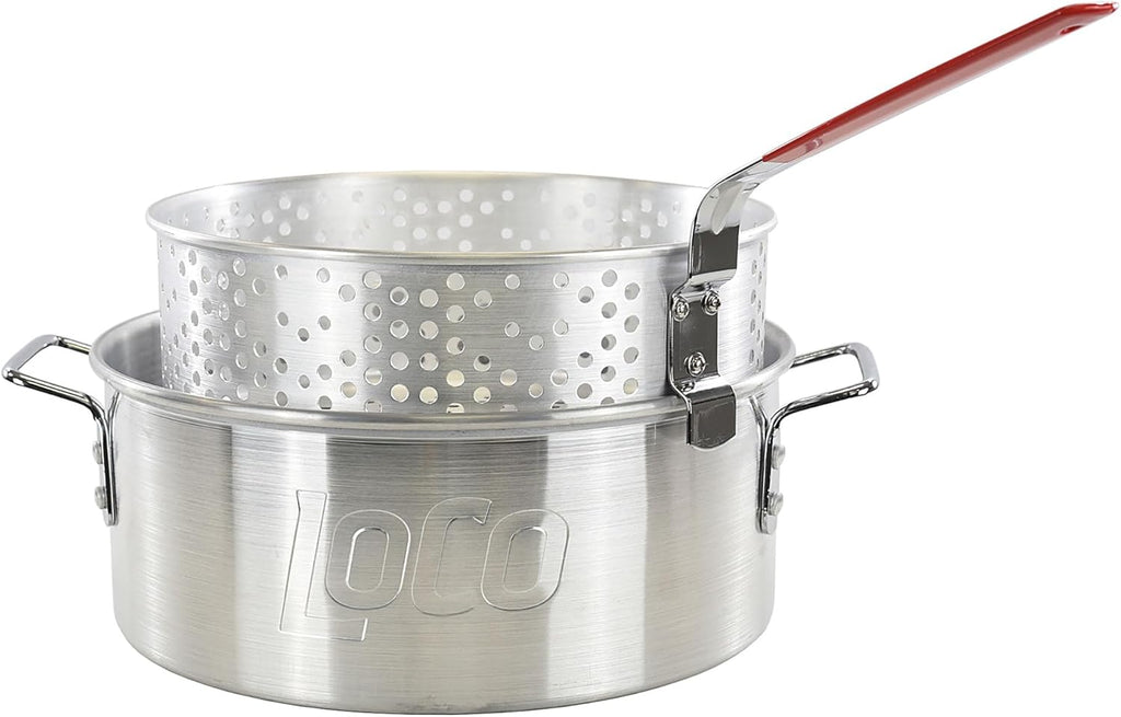 30 Quart Aluminum Circular Pots Kit with Basket Lift Hook and Lid Y86489
