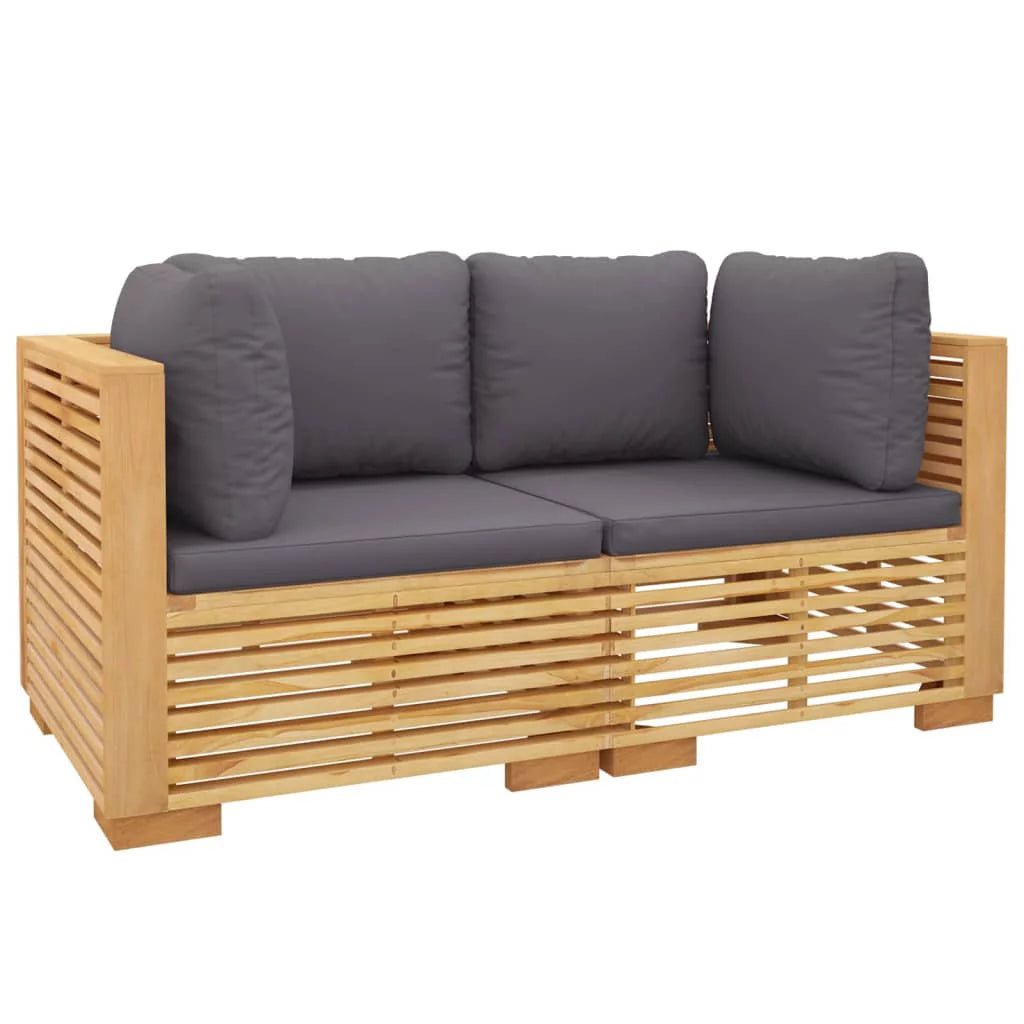 Solid Wood Teak Patio Corner Sofas with Cushions 2 pcs I30202