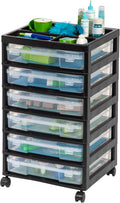 Black 6-Drawer Scrapbook Cart with Organizer Top M314