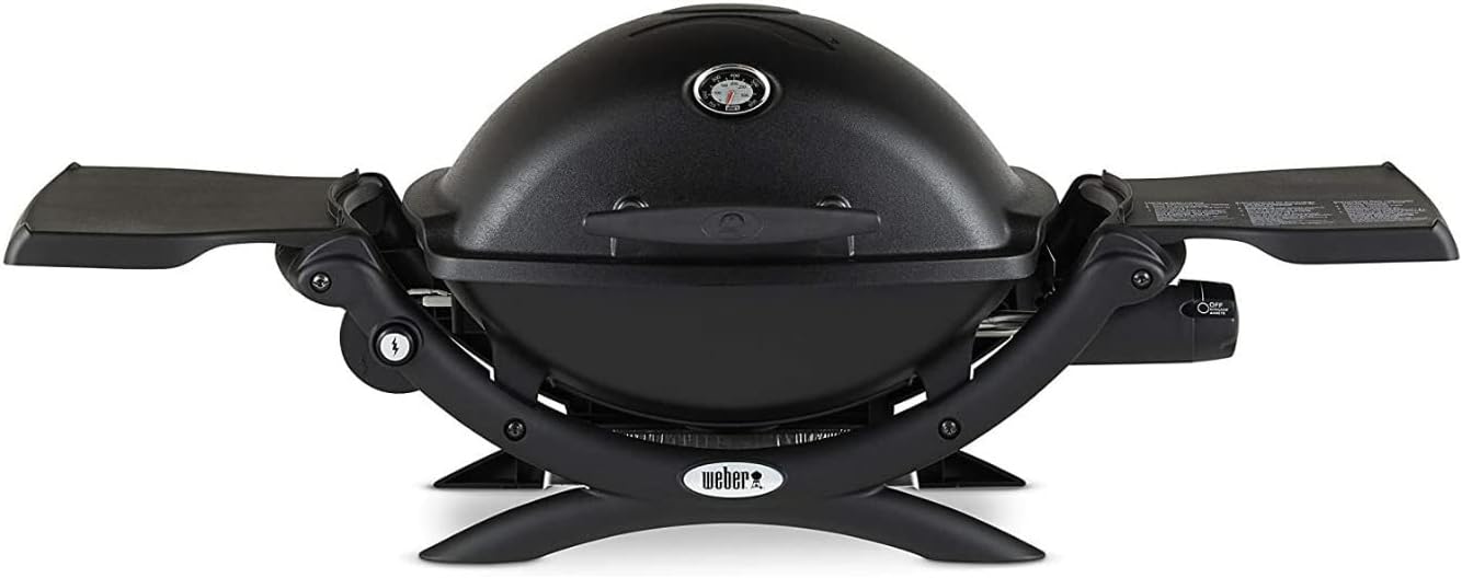 Black LP Gas Grill with Portable Cart and Grill Cover Bundle L55705