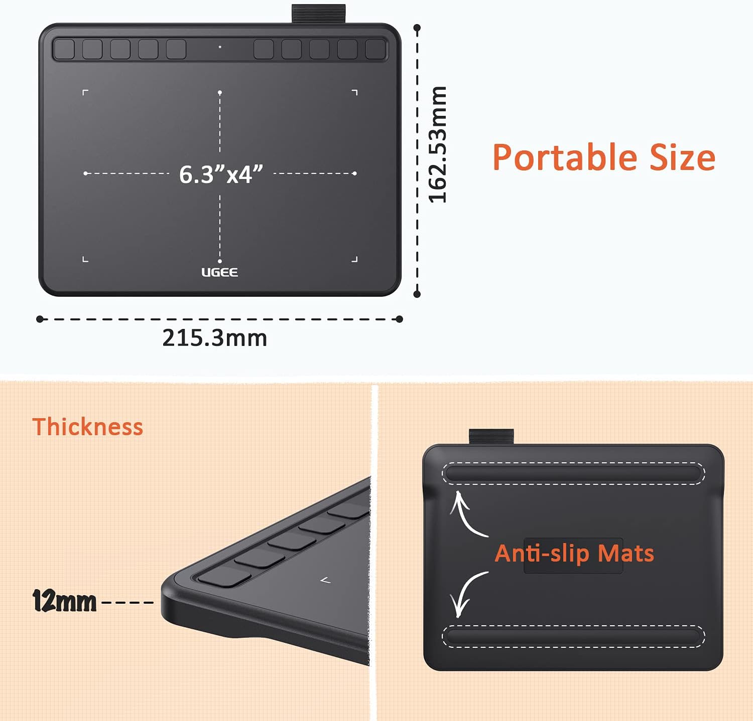 Graphics Drawing Tablet with Battery-Free Stylus Y3612