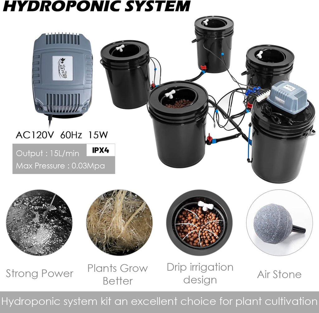 5 Gallon DWC Hydroponic Bucket Kit with Drip Irrigation System W879