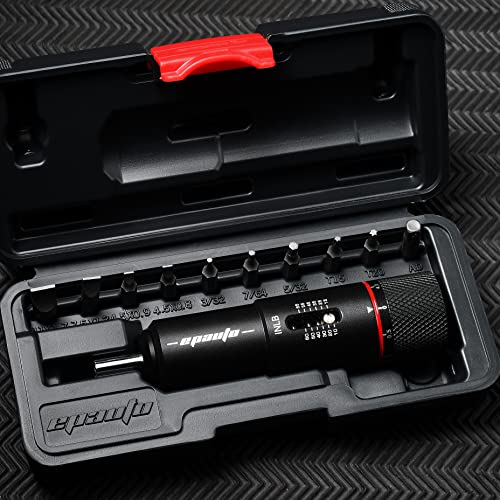 Black 10 to 65 inch-pound Torque Screwdriver Wrench with 10 Bits Set E1580