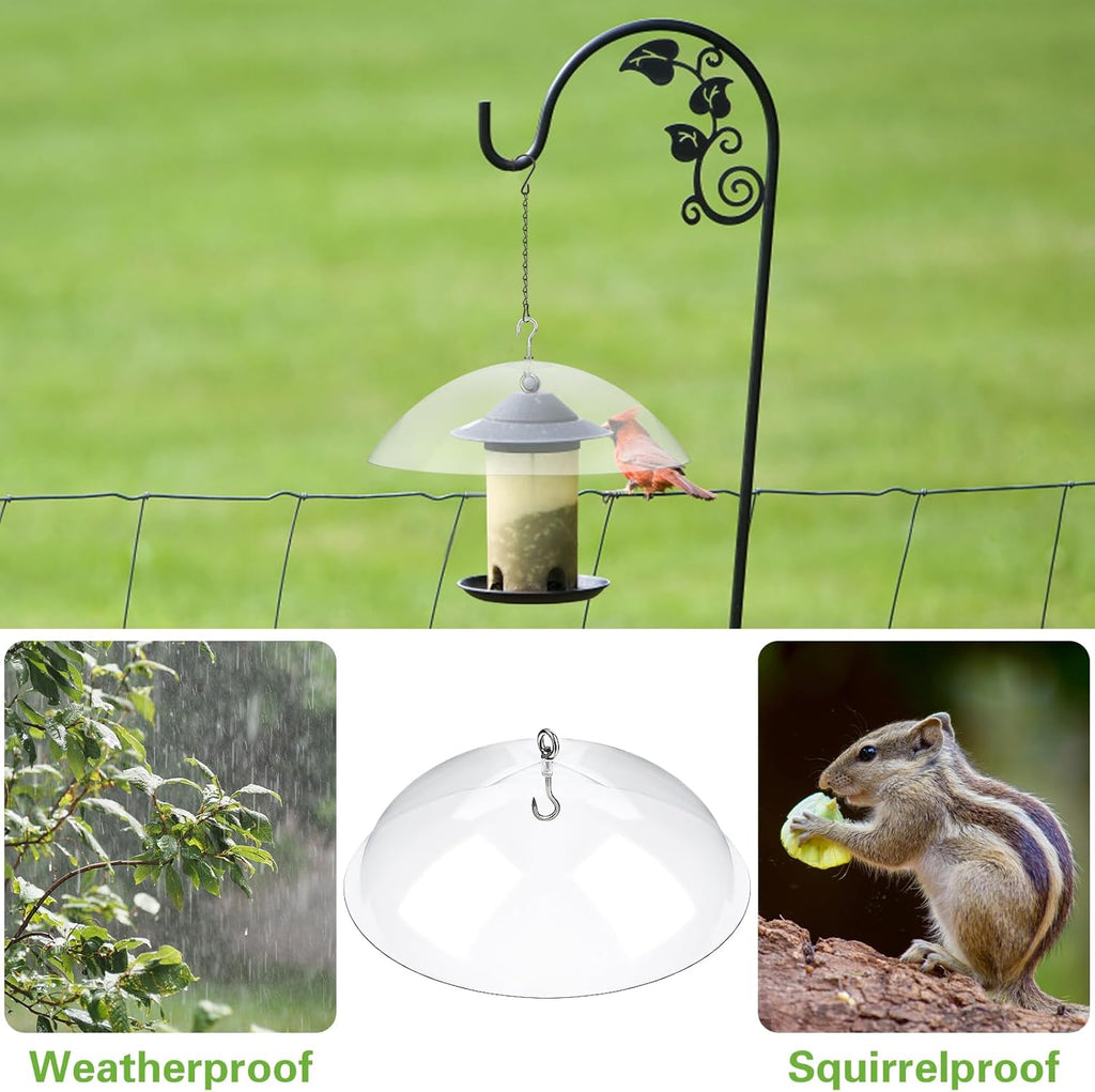 2 Pcs Clear Squirrel Baffle Bird Feeder Protective Dome with Chains N549689