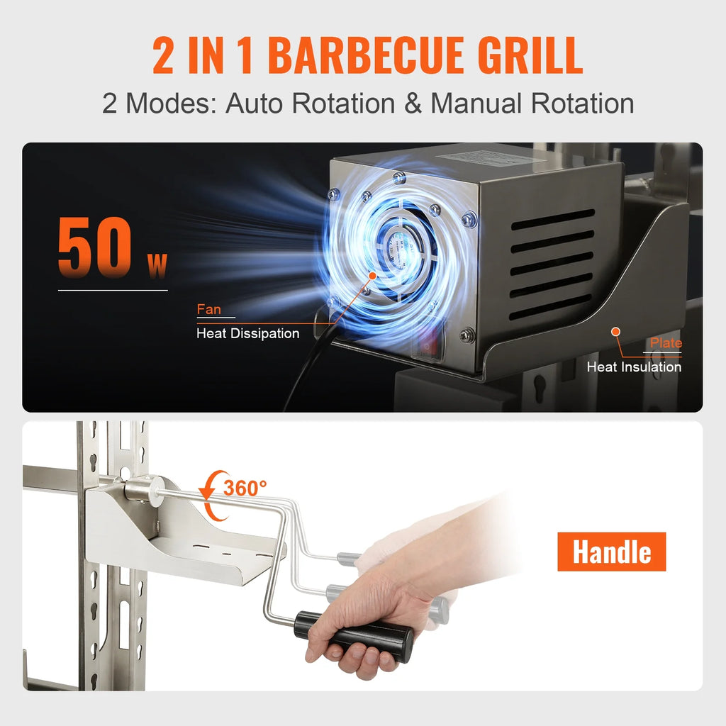 50W 90lbs Rotisserie BBQ Grill T360018