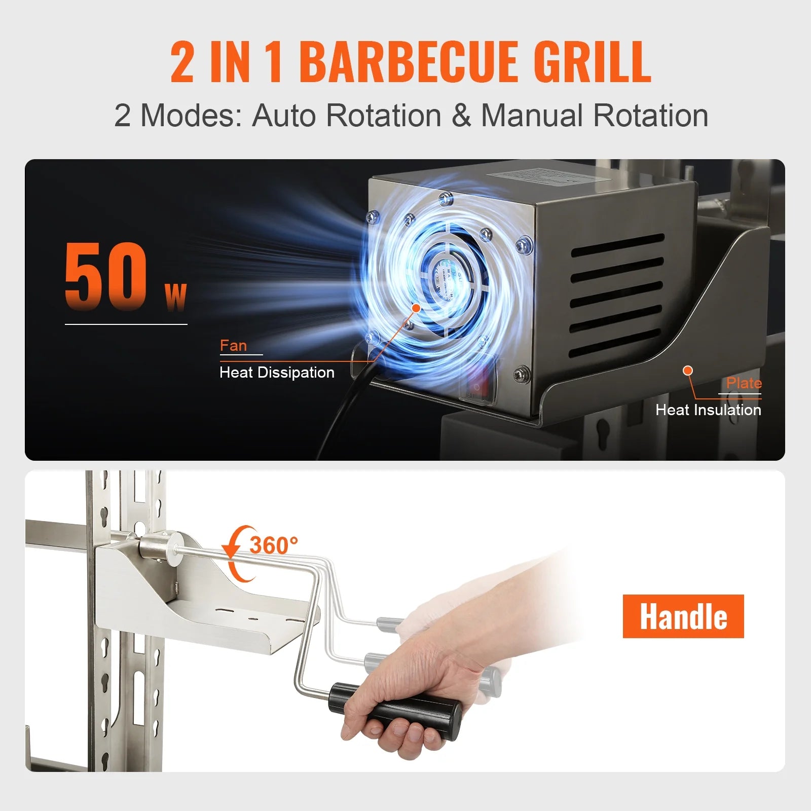 50W 90lbs Rotisserie BBQ Grill T360018
