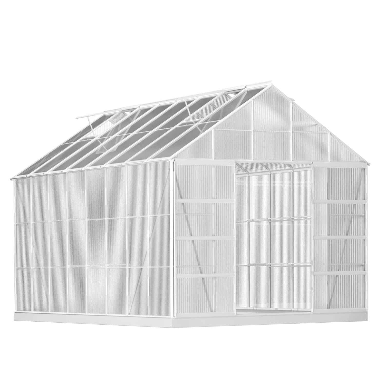 10' x 16' Walk-in Greenhouse with Aluminum Frame and Adjustable Roof Vent J4958