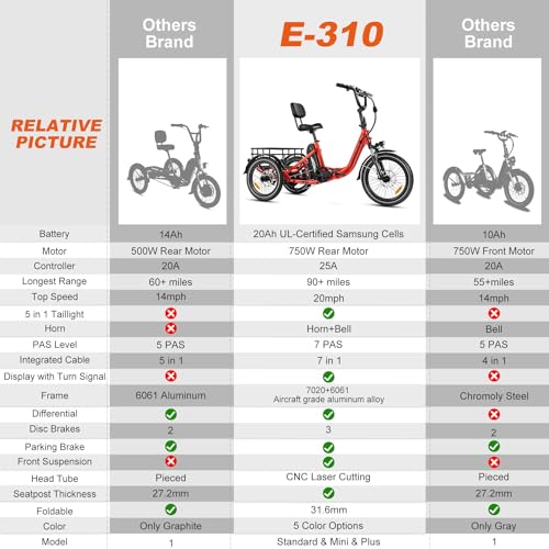 750W Folding Electric Tricycle with 960Wh Battery U793