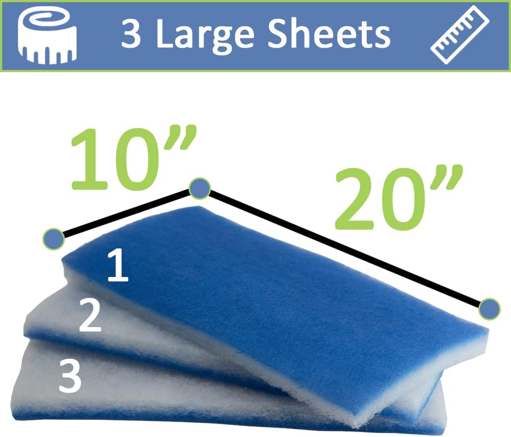 2 Inch Thick Double Bonded Poly Filter Pads (3 Large Pads) J811