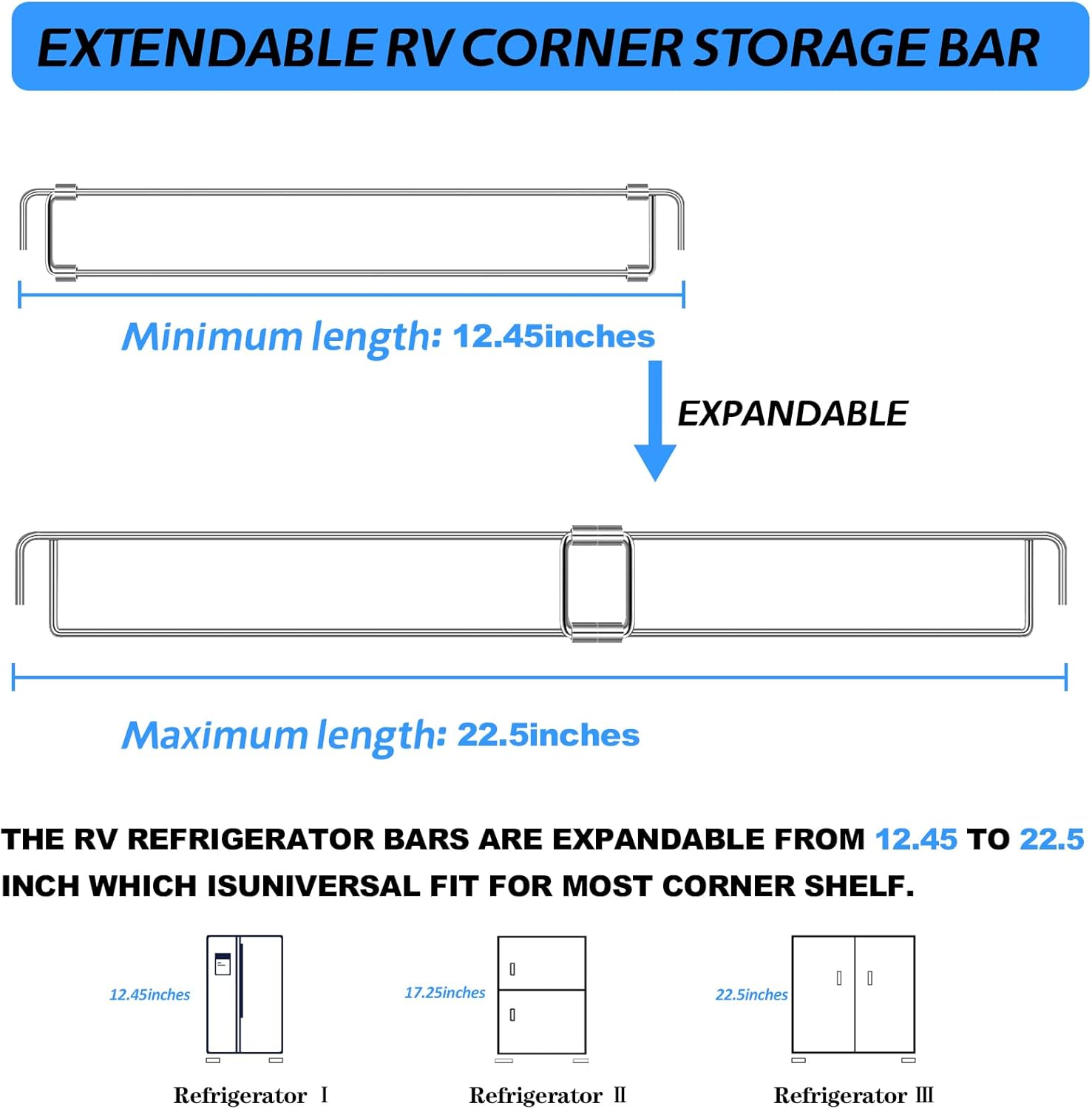 Stainless Steel Adjustable Refrigerator Tension Rods (2 Pack) Z849885