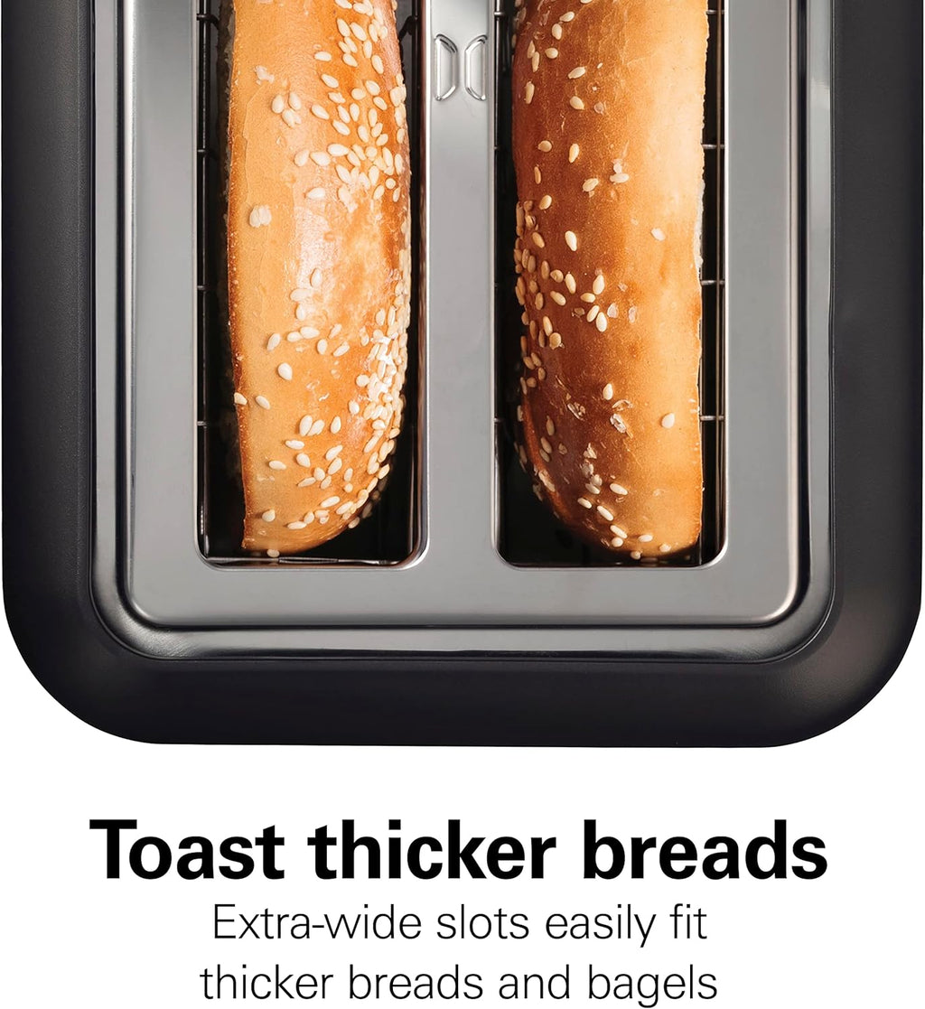 2 Slice Slot Toaster with Extra Long & Wide Slots, Matte Black and Stainless Steel N7906
