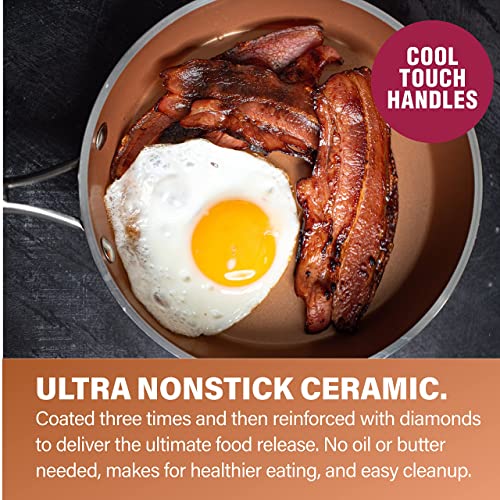 10 Pc Non Stick Copper Cookware Set with 12 Inch Nonstick Skillet D25691