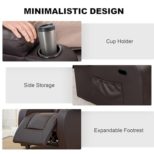 Brown Power Lift Recliner Chair with Massage & Heat F764
