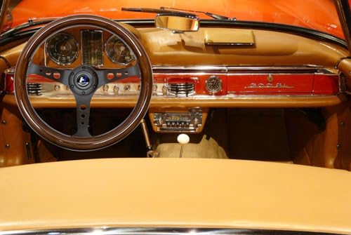 14" Wood Grain Steering Wheel with Horn Button 6 bolts U6847
