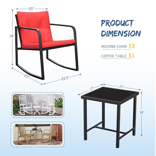 Beige 3 Pieces Wicker Bistro Set with Glass Coffee Table J34832