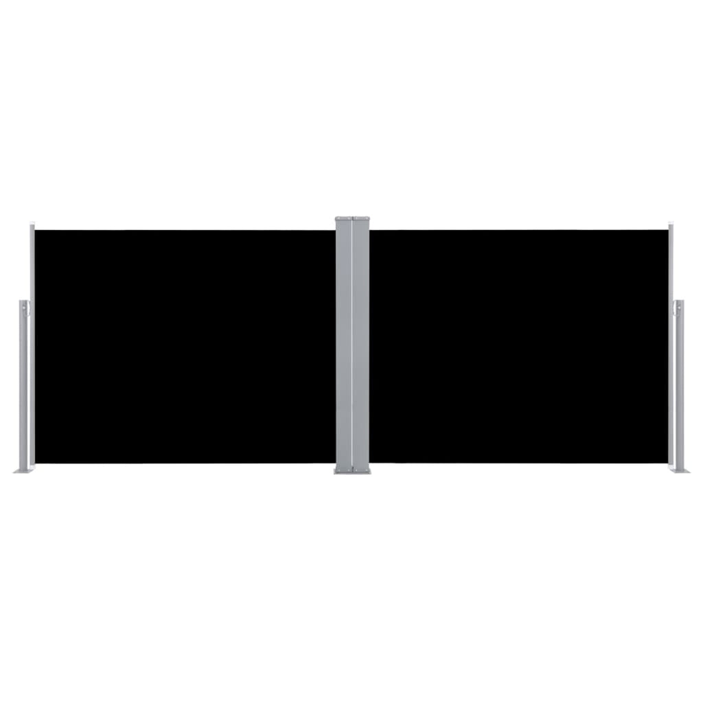 Black Retractable Side Awning Outdoor Divider Fencing Steel Frame Polyester Windscreen 55.1 x 393.7 Inches X394