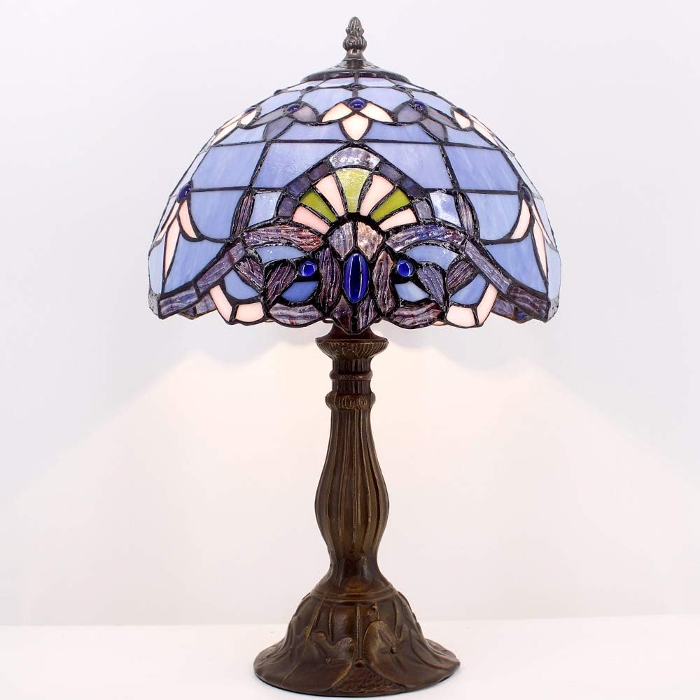 Blue Purple Stained Glass Table Lamp 12x12x18 Inches R252