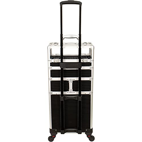 4 in 1 Aluminum Rolling Makeup Case with 360° Swivel Wheels E9623