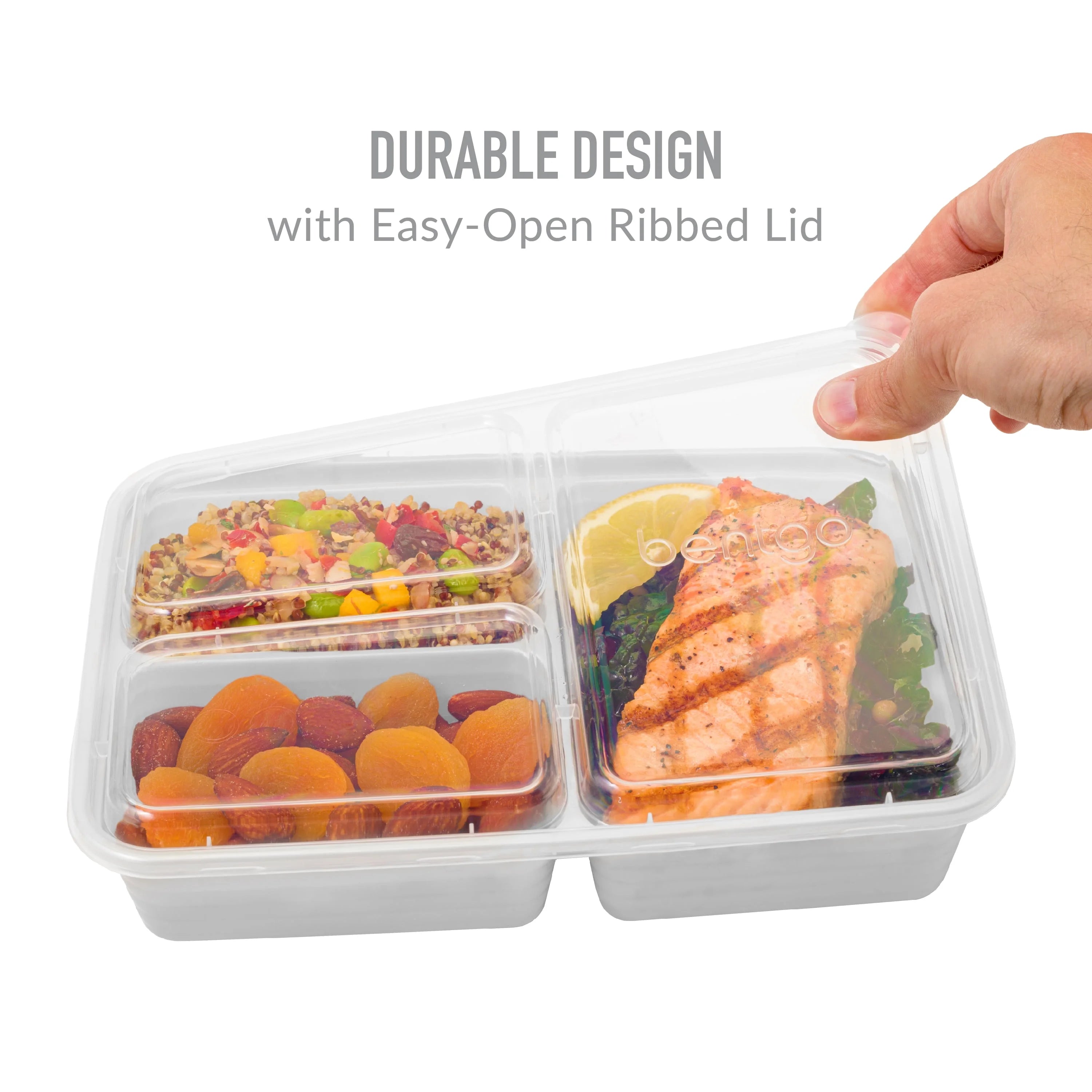 3-Compartment Meal-Prep Containers with Lids - 10 Trays & Lids - Navy Blue F7926