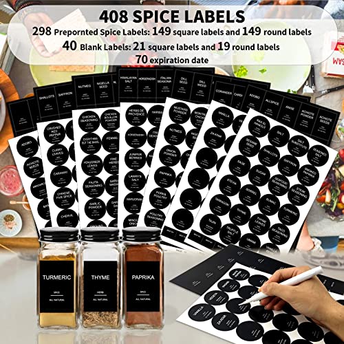24 Pcs 4oz Glass Spice Jars with Black Metal Caps B6418