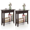 White 2-Tier Wedge End Table Set of 2 with Storage Shelf R48714