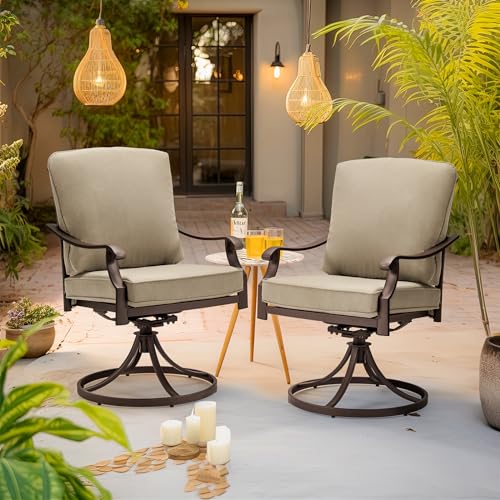 Red Patio Swivel Chair Set of 2 with Thickened Cushions G299798