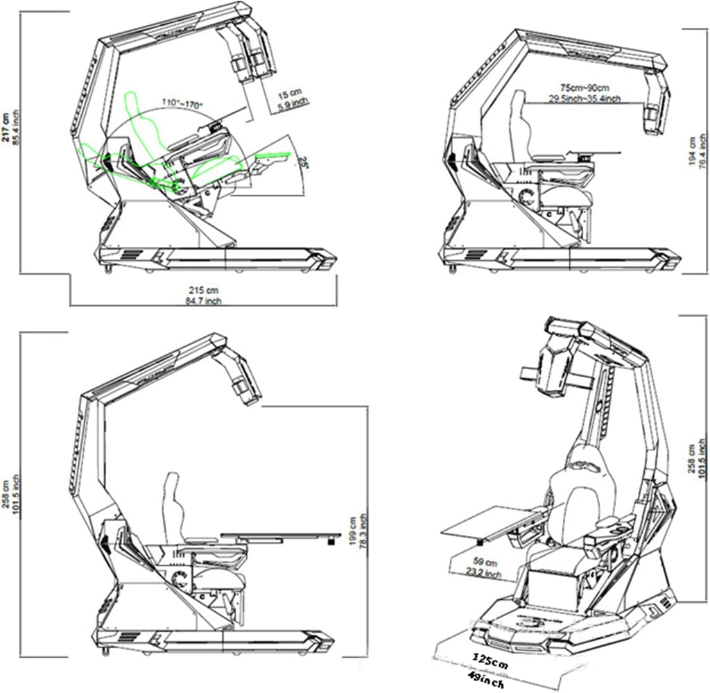 Ergonomic Game Chair with Pedals and Massage B47441
