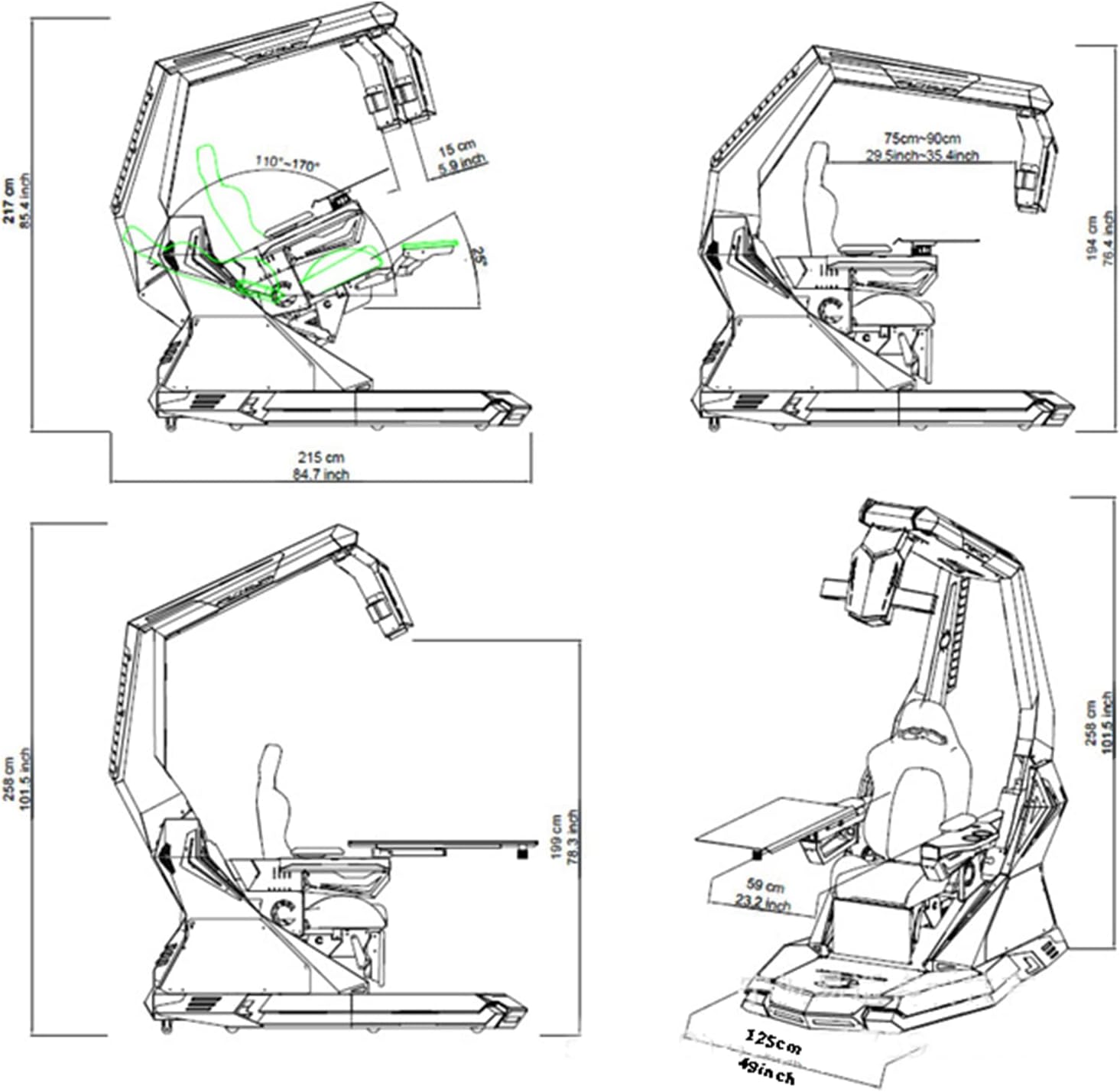 Ergonomic Game Chair with Pedals and Massage B47441