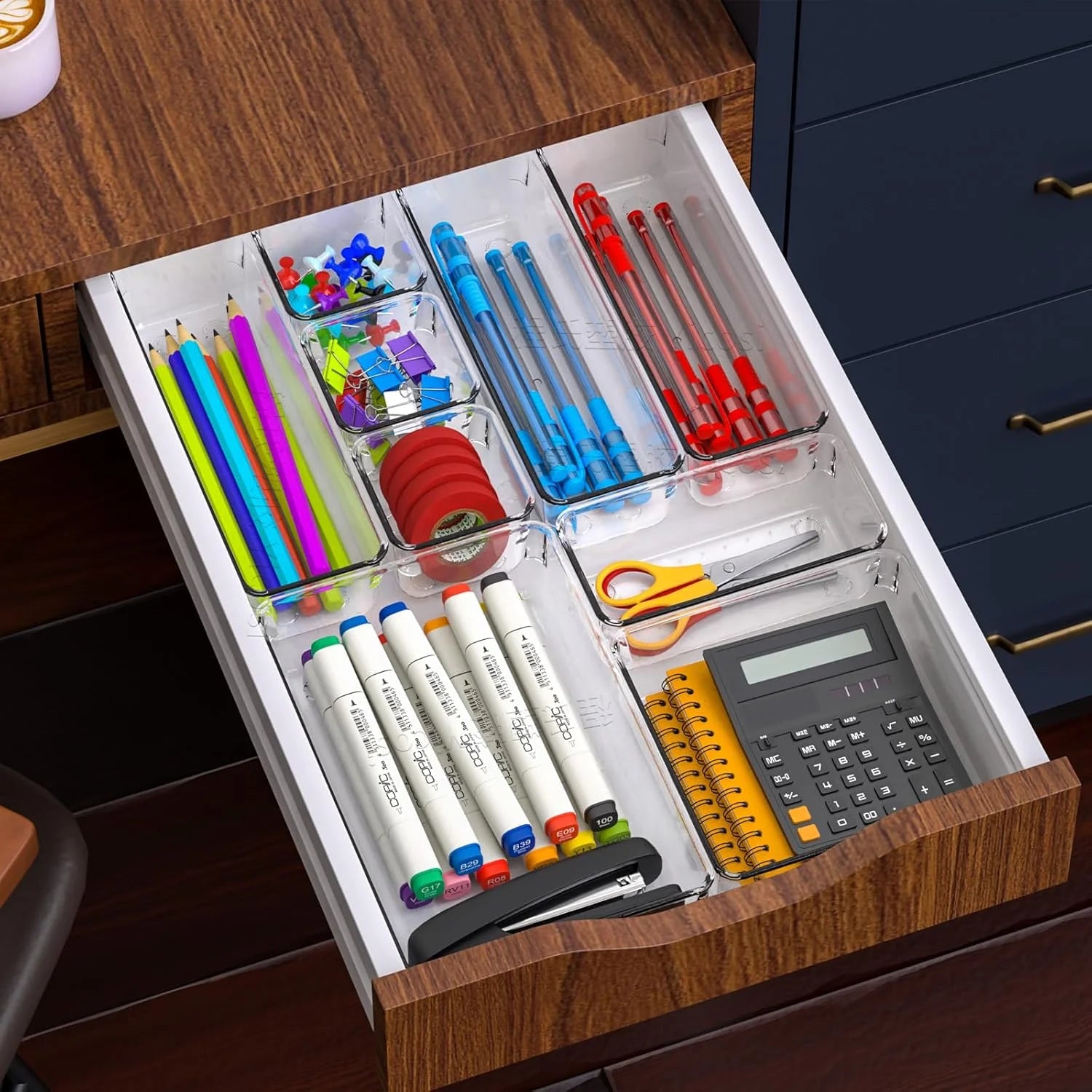 25 Pc Clear Plastic Drawer Organizer Set, 4 Sizes G996487