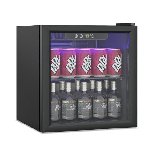 Compact Freestanding Beverage Refrigerator and Skincare Fridge, 0.9 Cu Ft Mini Fridge with Reversible Mirrored Front Door P50659
