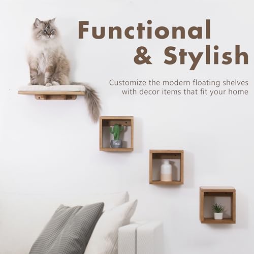 Set of 4 Cat Wall Shelves and Bed X9923