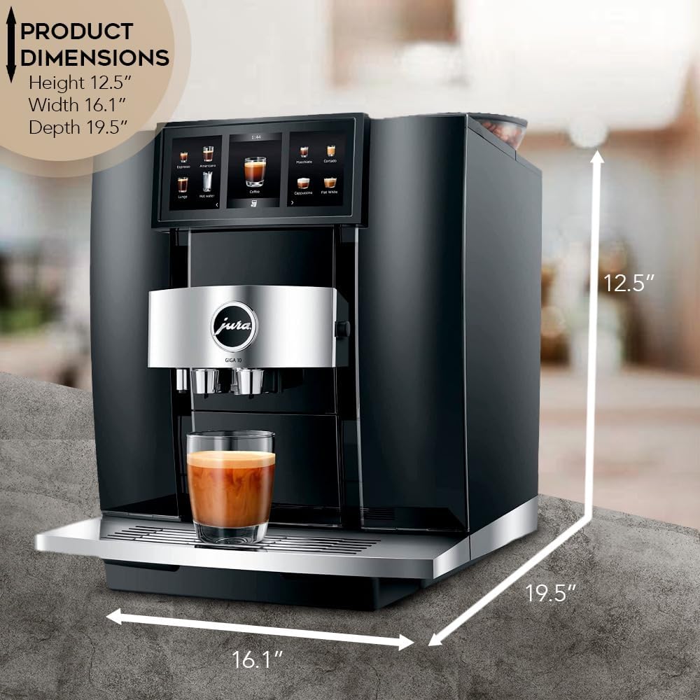Diamond Black Automatic Espresso Machine Bundle with Water Stabilizer, Milk System Cleaner Mini-Tabs, Cleaning Tablets, Milk Containers, and Coffee Bean (6 Items) N124379