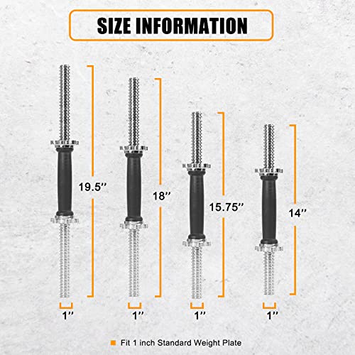 Threaded Dumbbell Rubber/Chrome Handles 1 Inch Pair, Adjustable Dumbbell Bar Handles A194336